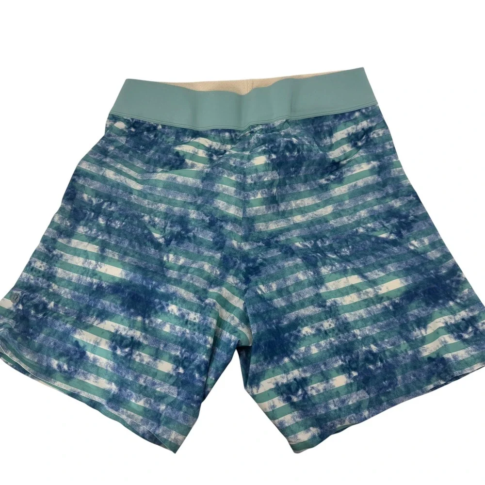 Lululemon Mens Current State Board Shorts‎ Blue Teal Striped Tie Dye Size 36